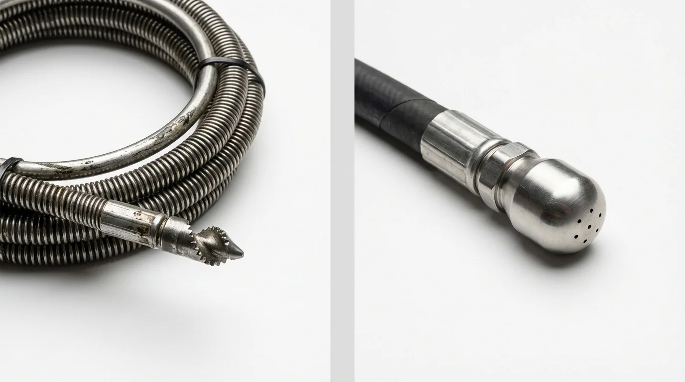 Drain snake cable and hydro jetting nozzle used for drain cleaning in Chapmanville, WV