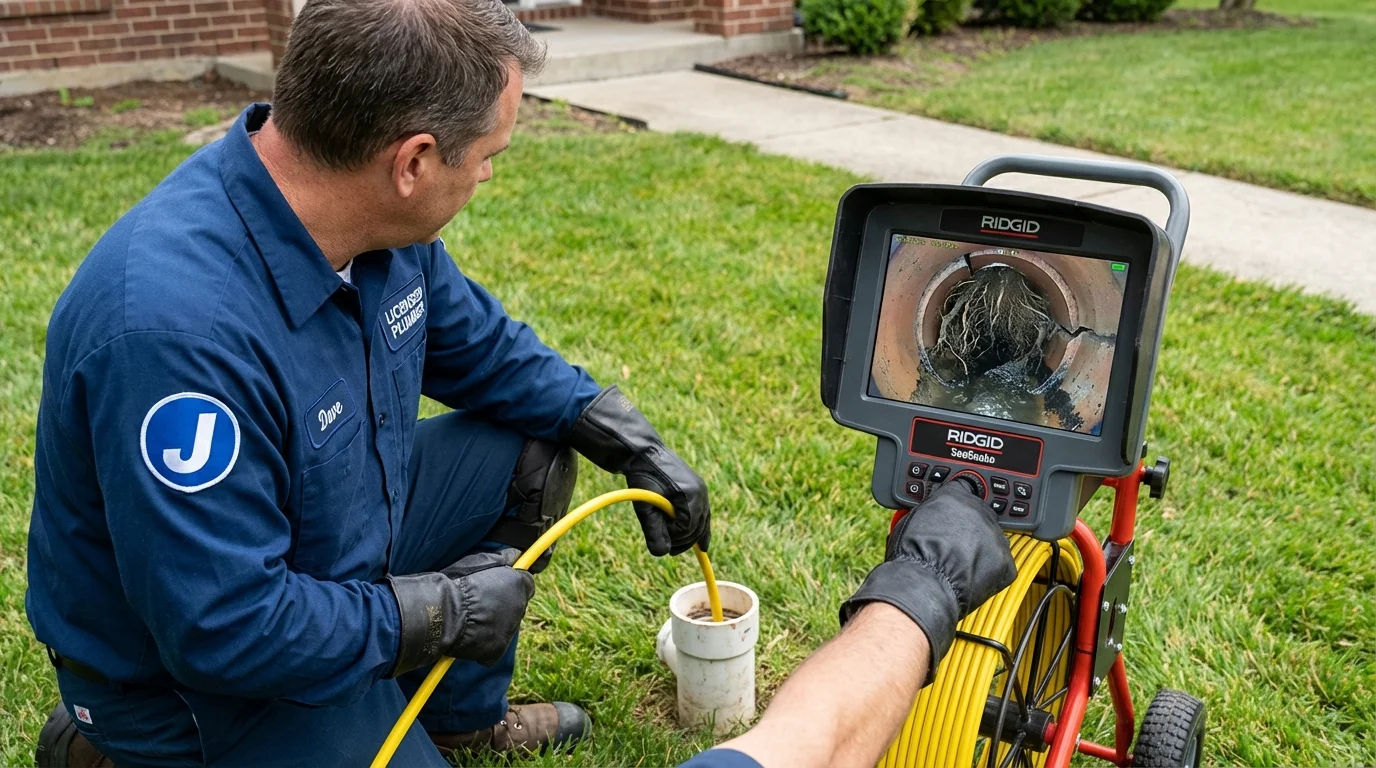 Sewer camera inspection being performed by Johns Plumbing LLC in Chapmanville