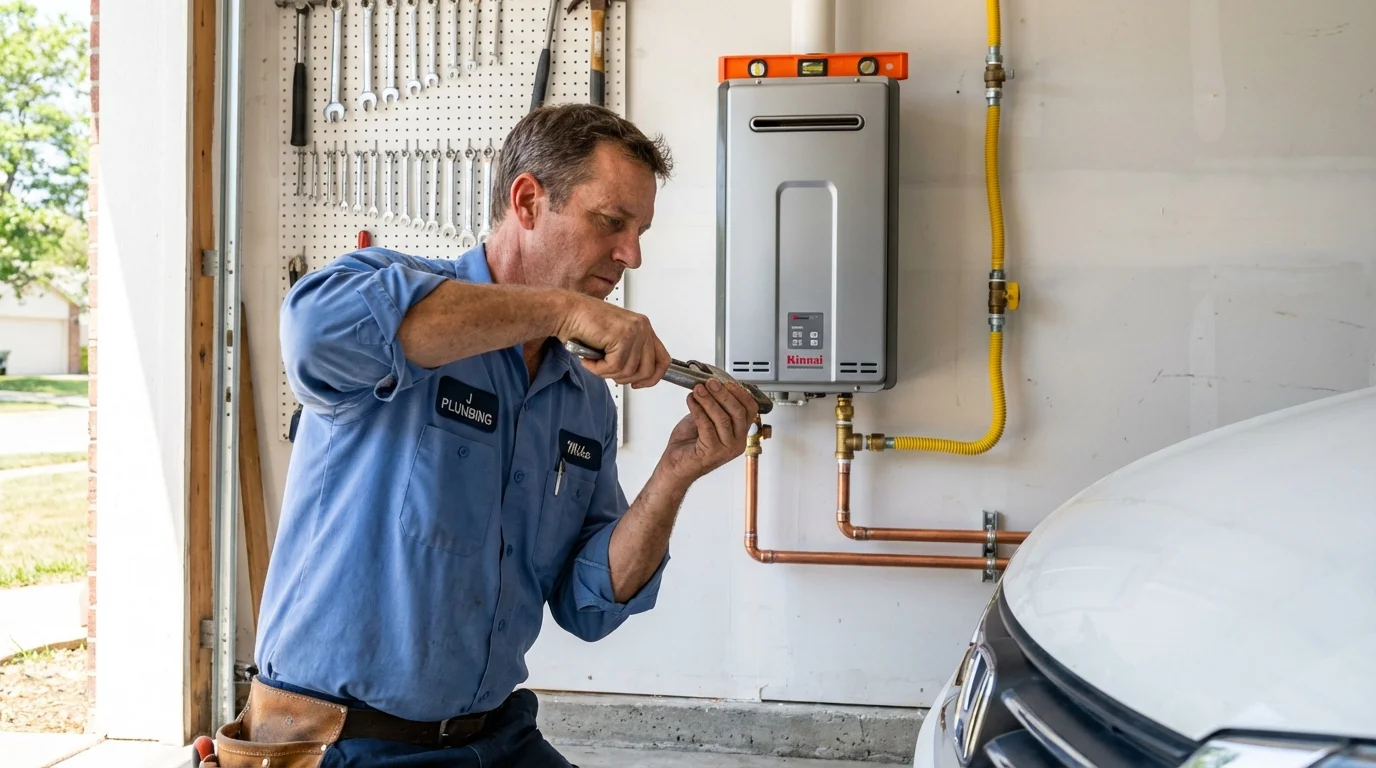 Tankless water heater installation by a Johns Plumbing LLC plumber in Chapmanville