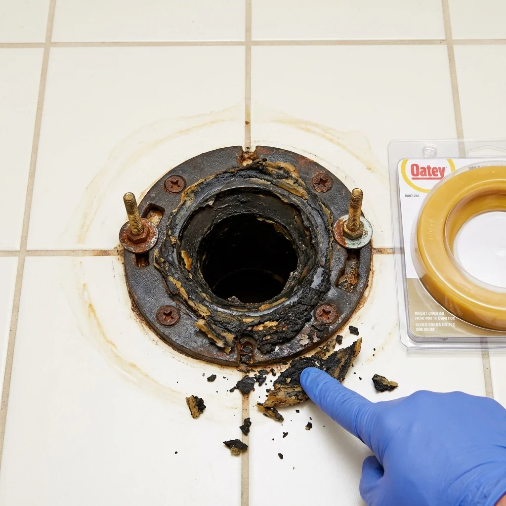 Failed wax ring showing water seepage at the base of a toilet in a Chapmanville, WV home